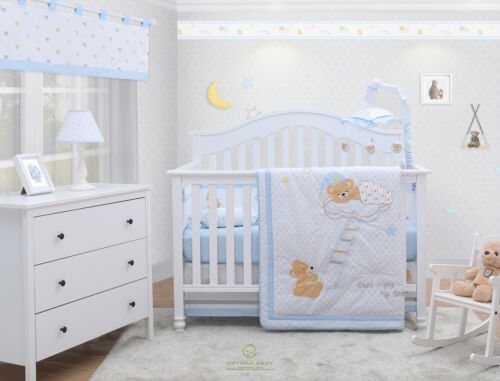OptimaBaby Bumperless 5PCS Teddy Bear Baby Nursery Crib Bedding Set