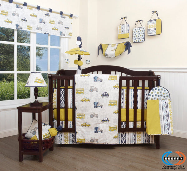 Buy Online Best Bumperless Transportation Cars 12 Piece Boutique Baby Nursery Crib Bedding Set - optimababy