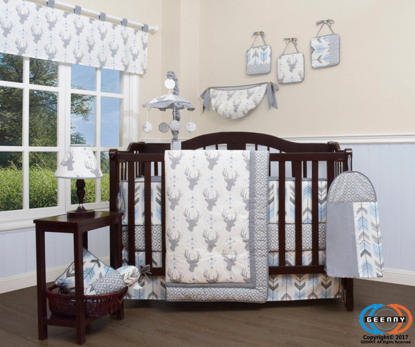 Buy Online Best Bumperless Woodland Deer Arrow 12 Piece Boutique Baby Nursery Crib Bedding Set - optimababy