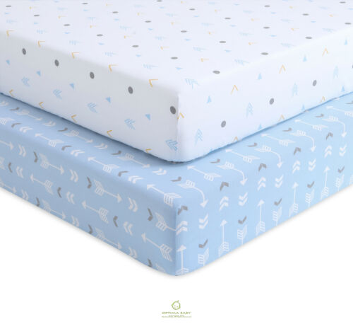 OptimaBaby 2PCS Pack Woodland Blue Arrow Fitted Crib Sheets