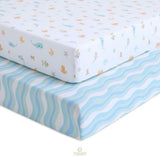 OptimaBaby 2PCS Pack Sea Animals Fitted Crib Sheets