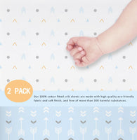 OptimaBaby 2PCS Pack Woodland Blue Arrow Fitted Crib Sheets