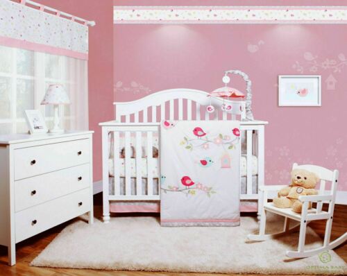 Geenny optimababy pink grey elephant 6 piece baby girl nursery crib bedding set sale