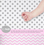 OptimaBaby 2PCS Pack Pink Polka Dot Fitted Crib Sheets