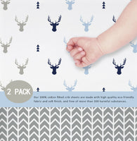 OptimaBaby 2PCS Pack Woodland Deer Fitted Crib Sheets