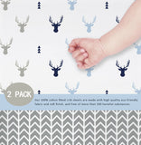 OptimaBaby 2PCS Pack Woodland Deer Fitted Crib Sheets