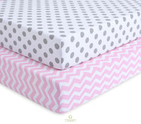 OptimaBaby 2PCS Pack Pink Polka Dot Fitted Crib Sheets