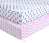 OptimaBaby 2PCS Pack Pink Polka Dot Fitted Crib Sheets