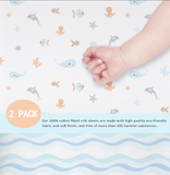 OptimaBaby 2PCS Pack Sea Animals Fitted Crib Sheets