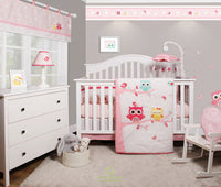 OptimaBaby Bumperless 5PCS Owls Baby Nursery Crib Bedding Set