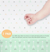 OptimaBaby 2PCS Pack Woodland Green Arrow Fitted Crib Sheets