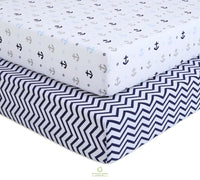 OptimaBaby 2PCS Pack Nautical Sailor Fitted Crib Sheets