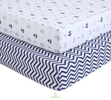 OptimaBaby 2PCS Pack Nautical Sailor Fitted Crib Sheets