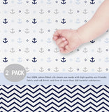 OptimaBaby 2PCS Pack Nautical Sailor Fitted Crib Sheets