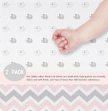 OptimaBaby 2PCS Pack Pink Elephant Chevron Fitted Crib Sheets