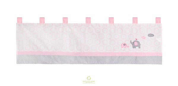 One OptimaBaby Pink Grey Elephant Window Valance