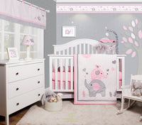 One OptimaBaby Pink Grey Elephant Window Valance