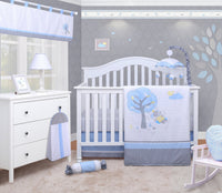 OptimaBaby Bumperless 6PCS Blue Little Puppy Dog Boy Baby Nursery Crib Bedding Set